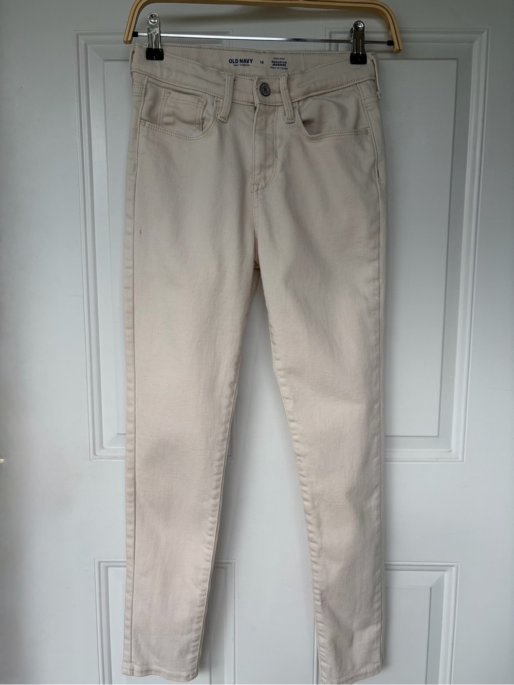 •Old Navy• Girls Cream High-Rise Rockstar Jeggings - Size 14